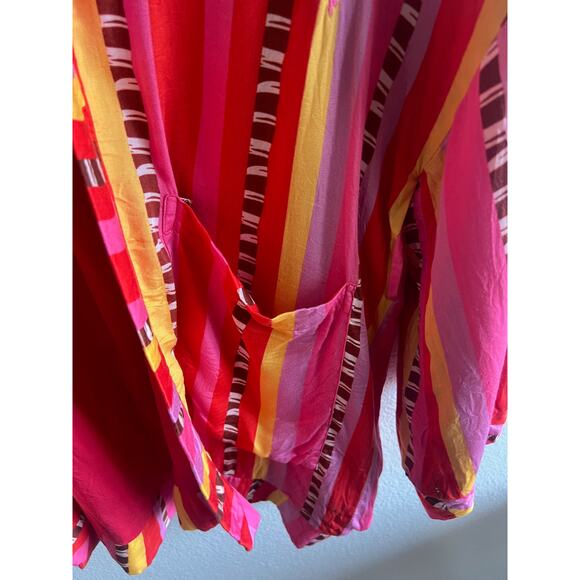 Farm Rio Anthropologie Lucy Stripe Embroidered Kimono Jacket cardigan size S - Picture 9 of 14